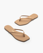 Load image into Gallery viewer, Tkees LILY square flip-flops from brazilian leather in Cocobutter
