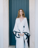 Load image into Gallery viewer, Embroidered maxi linen kimono with ornaments Tamara
