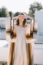 Load image into Gallery viewer, Embroidered maxi linen kimono with ornaments Tamara
