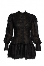 Load image into Gallery viewer, Embroidered semi fitted backless black dress
