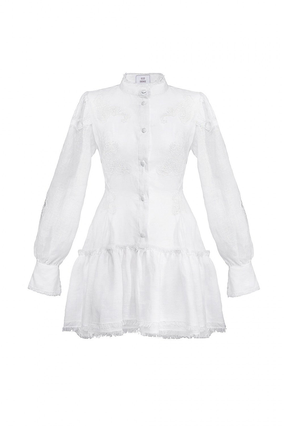 Embroidered semi fitted backless white dress