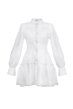 Load image into Gallery viewer, Embroidered semi fitted backless white dress
