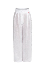 Load image into Gallery viewer, Embroidered long white pants
