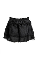Load image into Gallery viewer, Layered raffled black mini skirt
