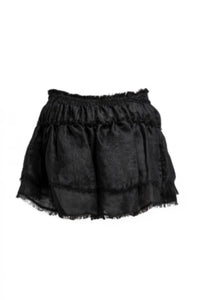 Layered raffled black mini skirt