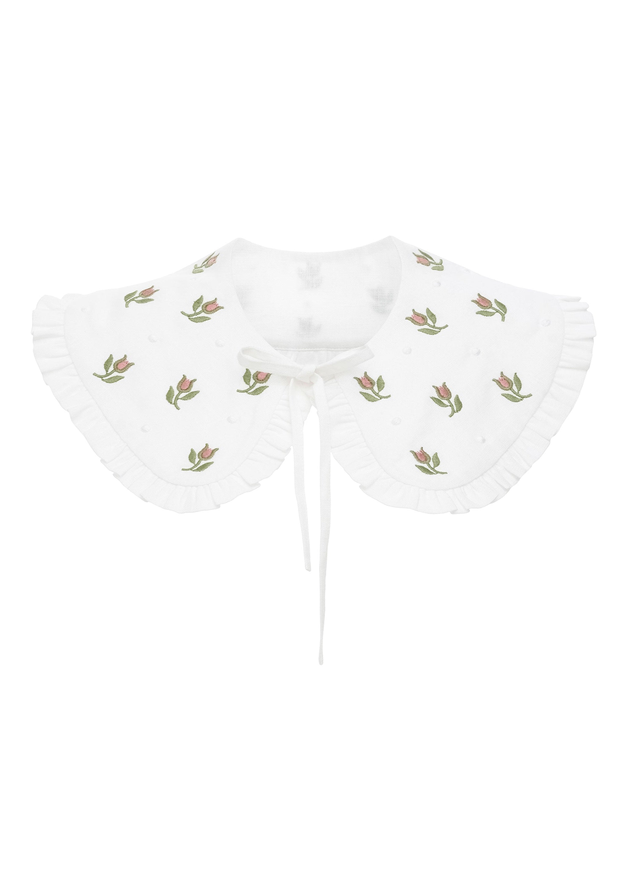 Guler alb cu ornamente florale brodate