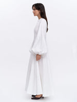 Load image into Gallery viewer, White Linen Embroidered Dress Dew
