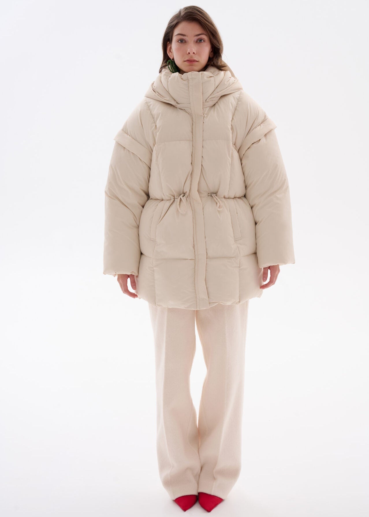 Milk Puffer Parka with Goose-Down Filling
