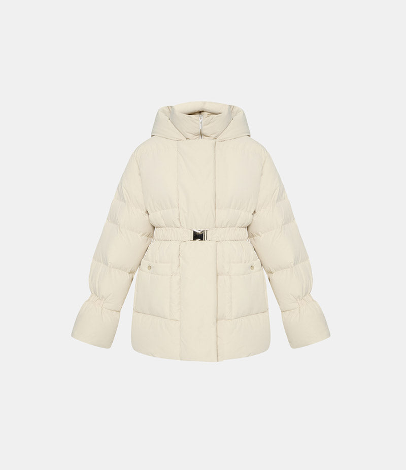 Geaca puffer cu puf de gâscă Winterfall bej