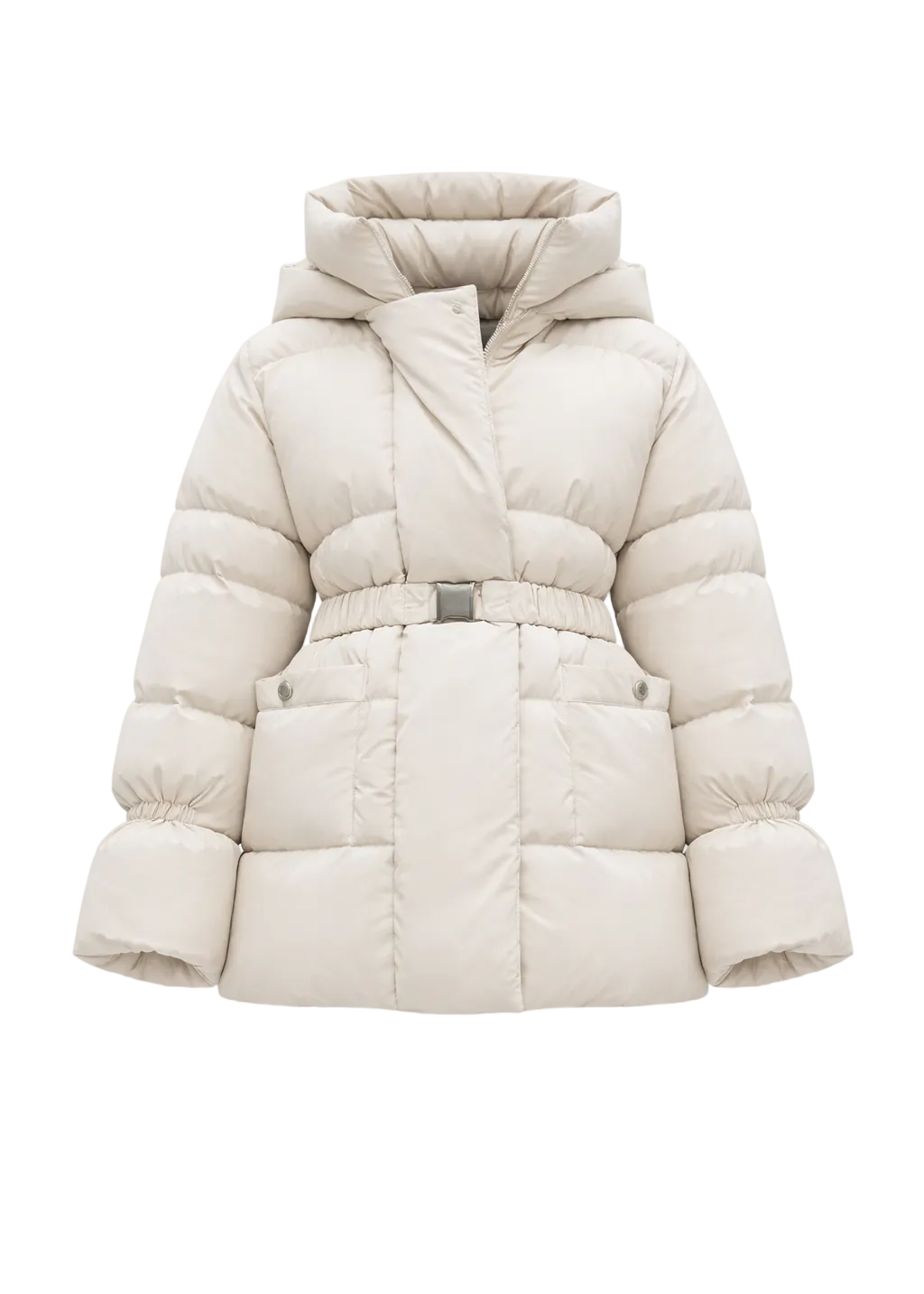 Milk Goose-Down Puffer Coat with Adjustable Waist – Winterfall