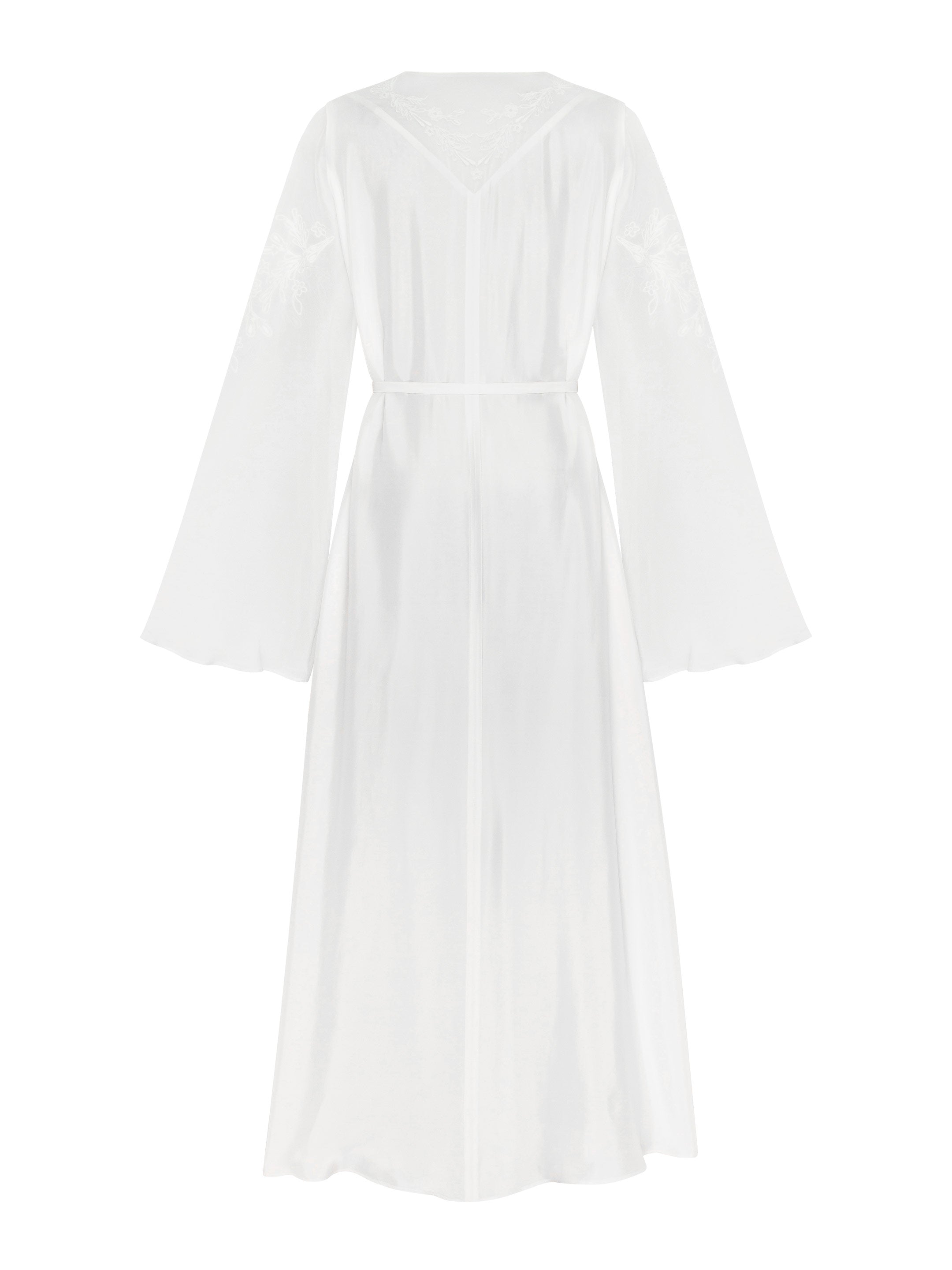 Rochie albă de mătase cu broderie Lileia