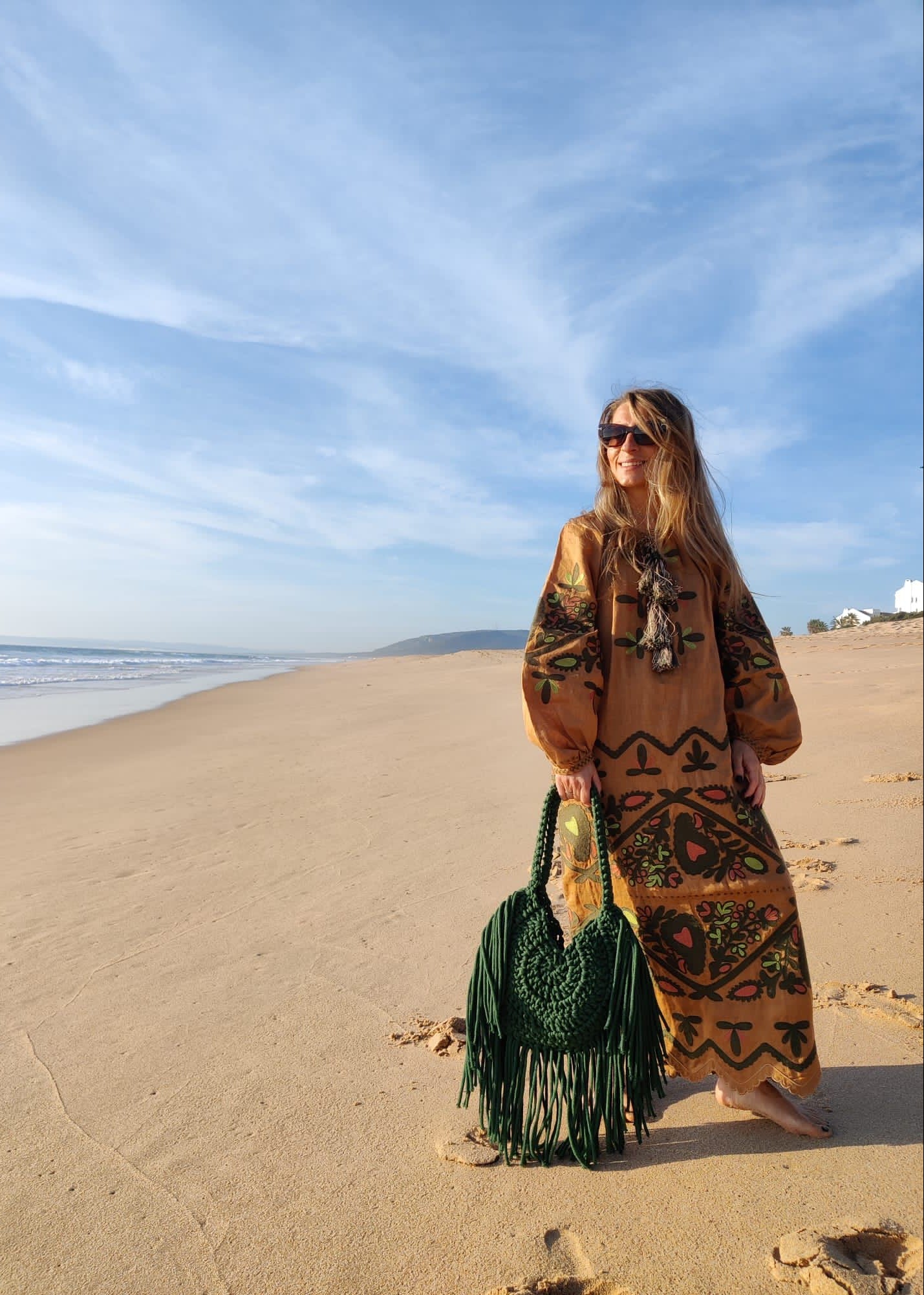 Maxi Linen Dress with Colorful Embroidery – Namia