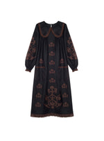 Load image into Gallery viewer, Embroidered midi linen dress with ornaments Doris
