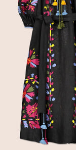 Load image into Gallery viewer, Embroidered maxi linen dress with ornaments Gloria
